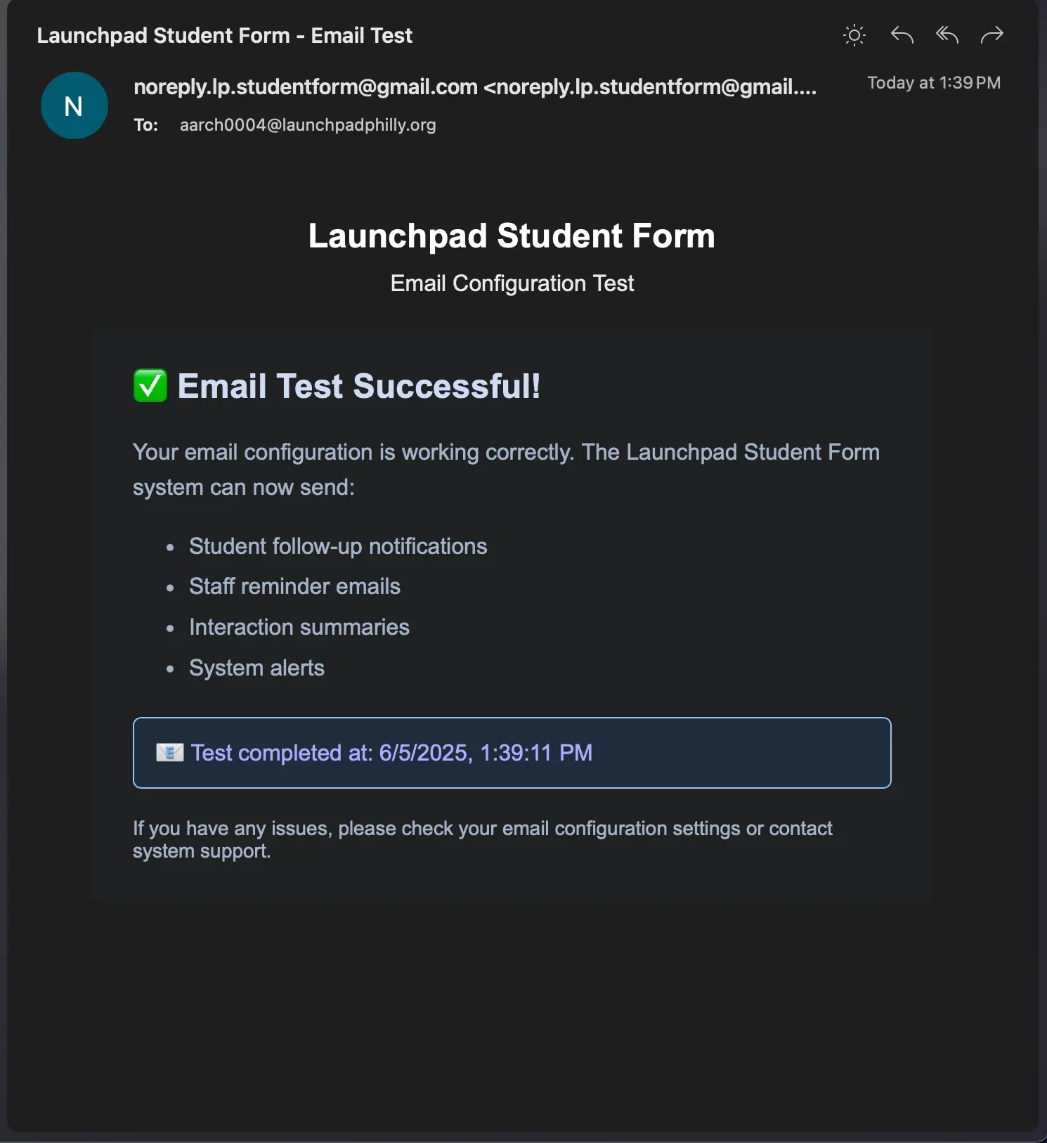 Email functionality