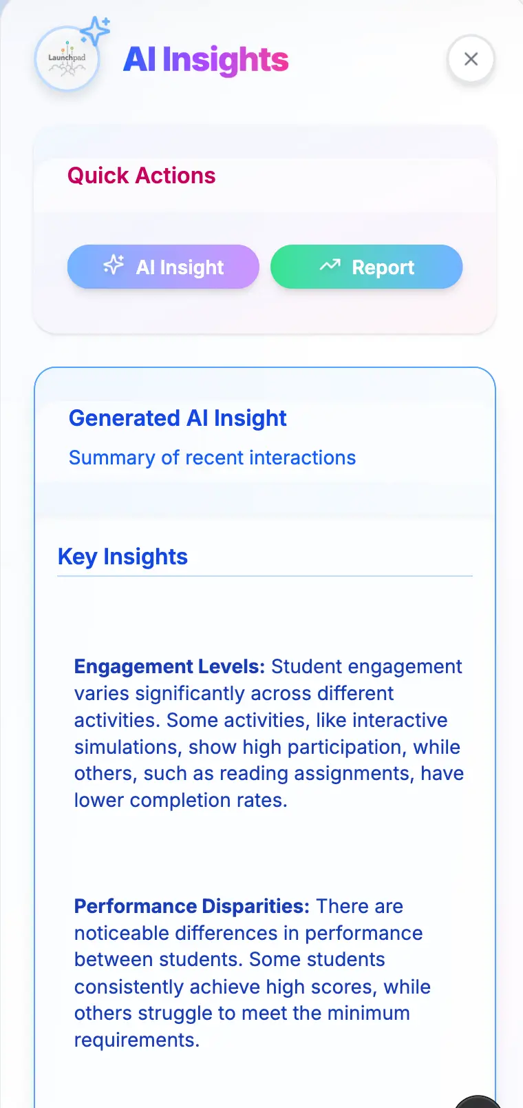 Mobile insights view