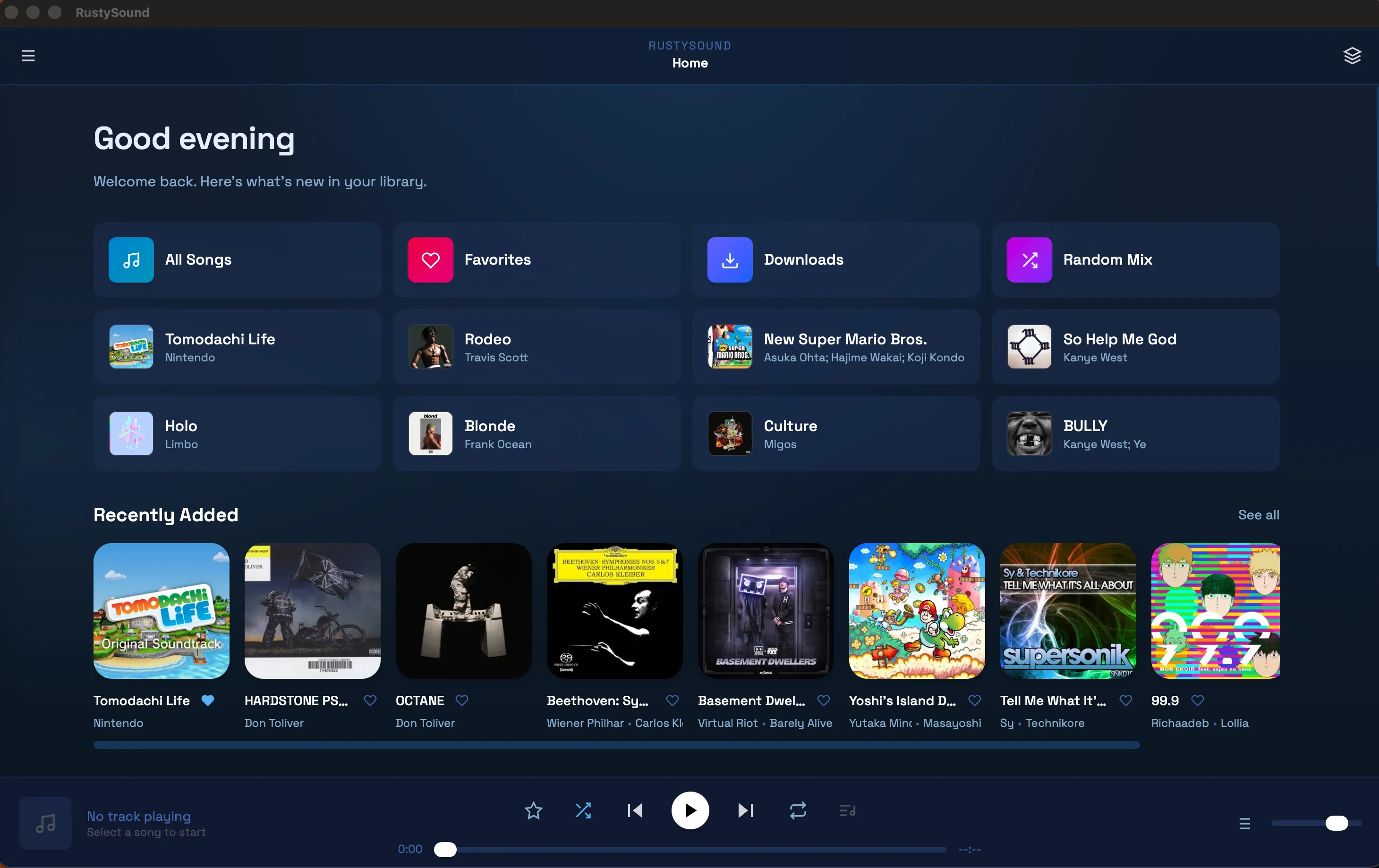 RustySound desktop theme 1