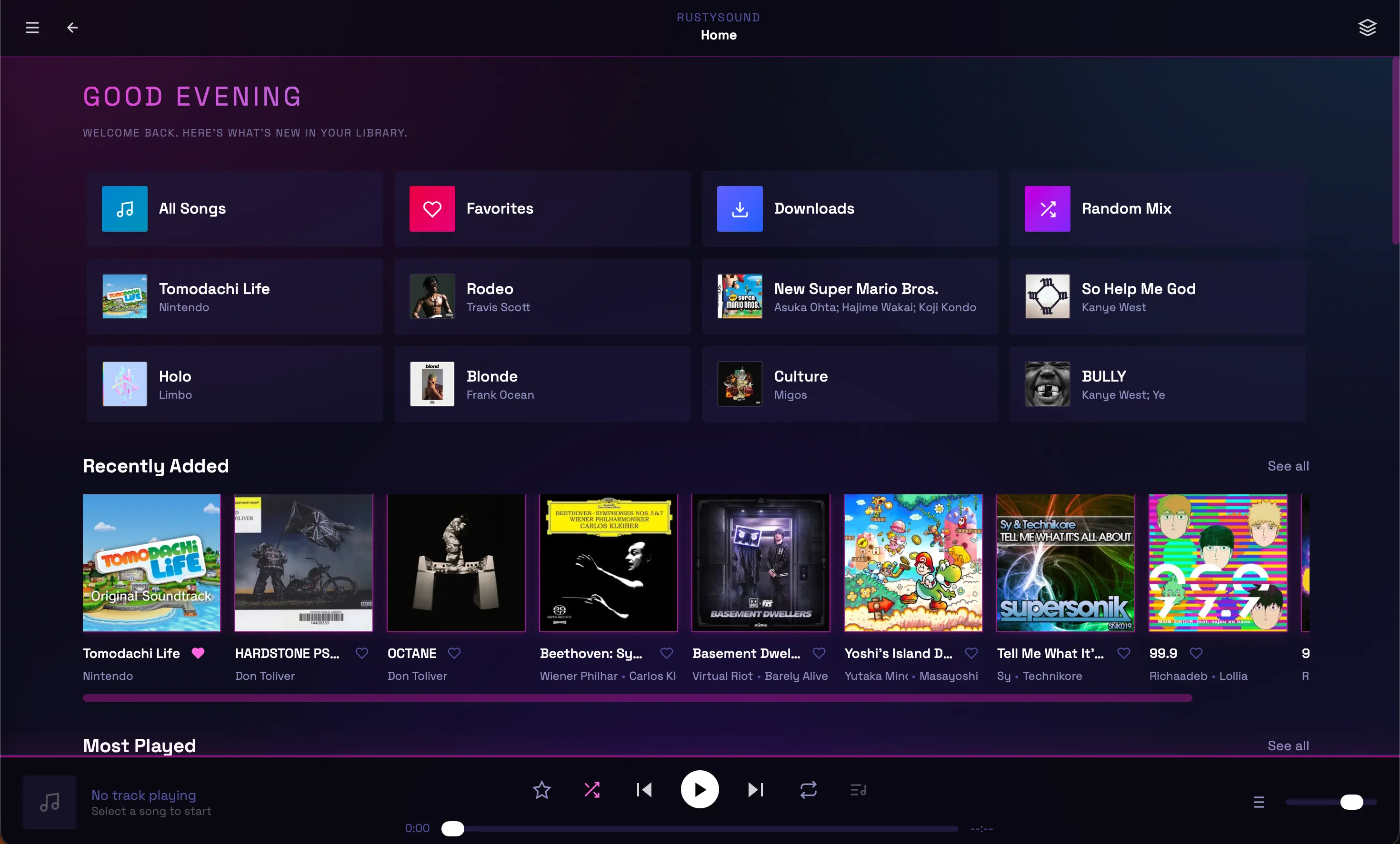 RustySound desktop theme 2