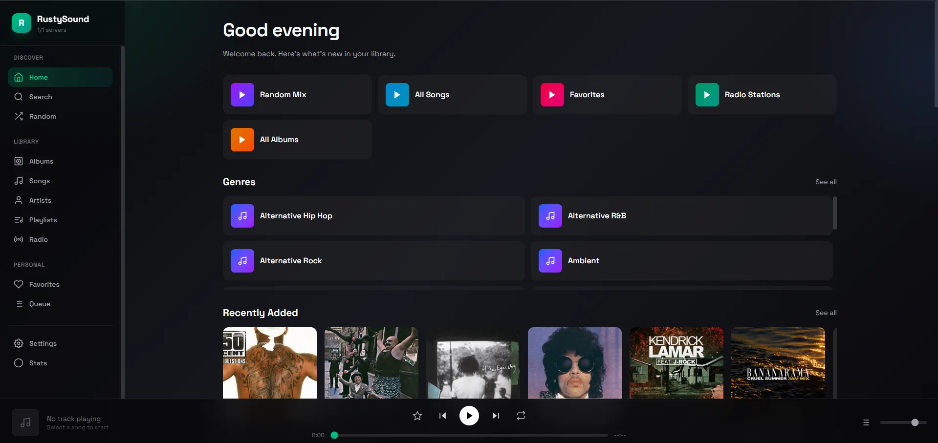 RustySound Home Screen