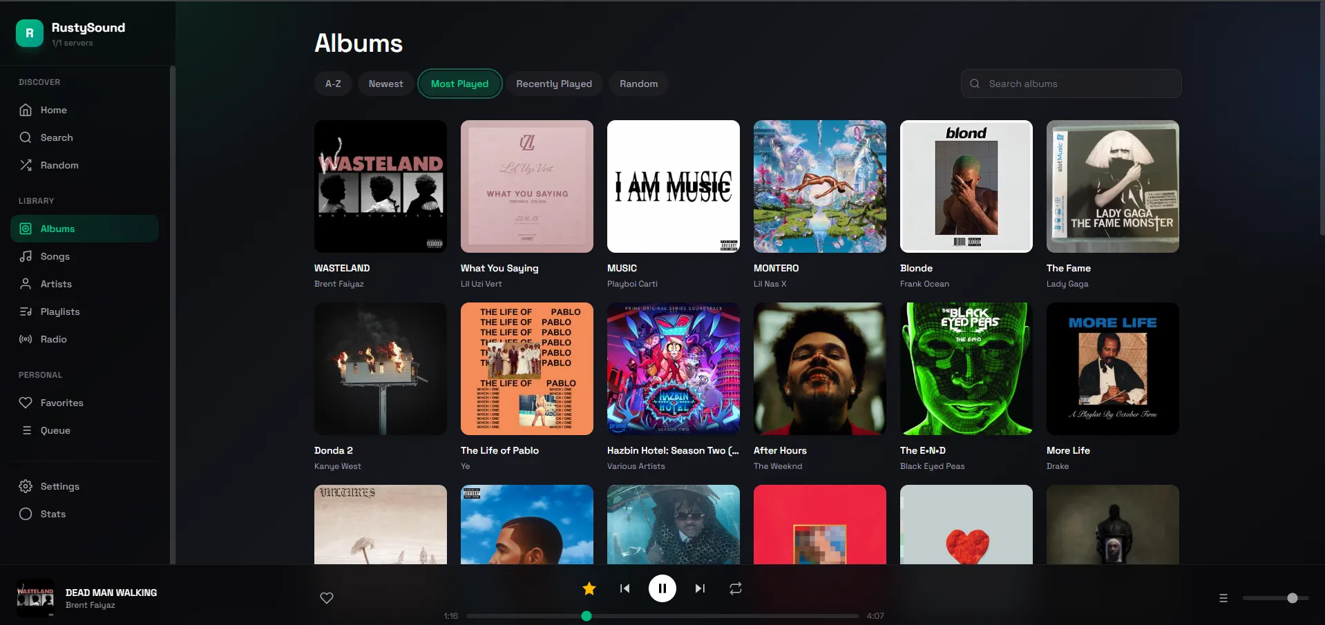 RustySound Home Screen