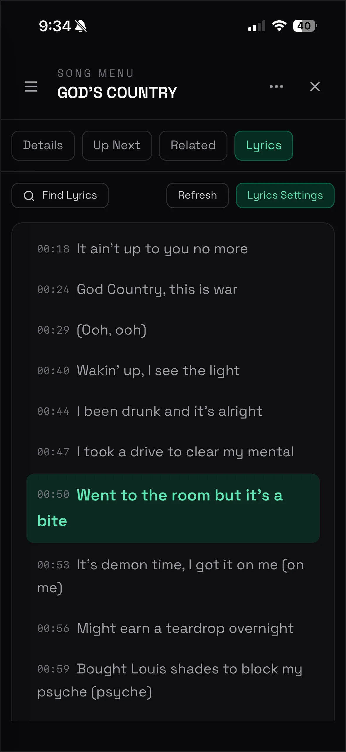 RustySound Lyrics View