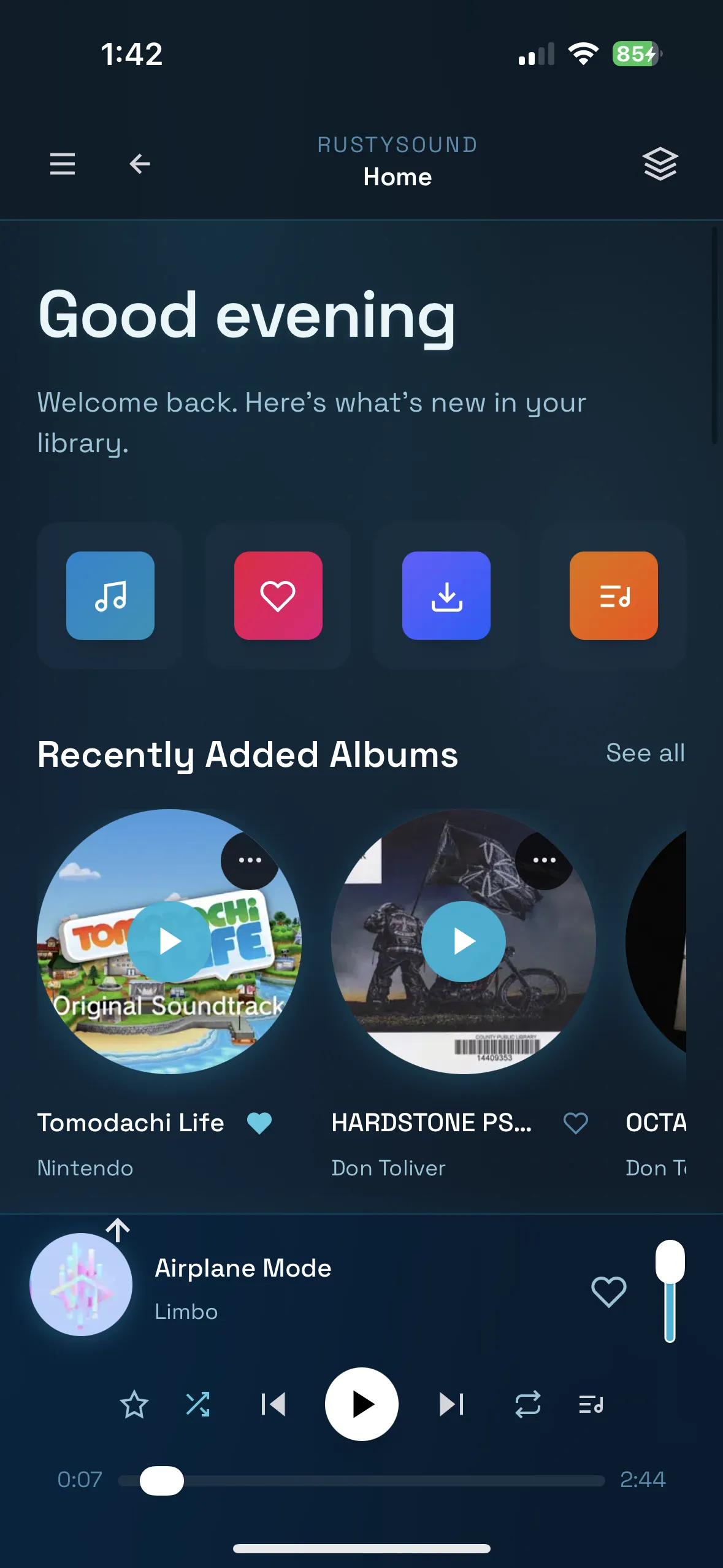 RustySound mobile theme