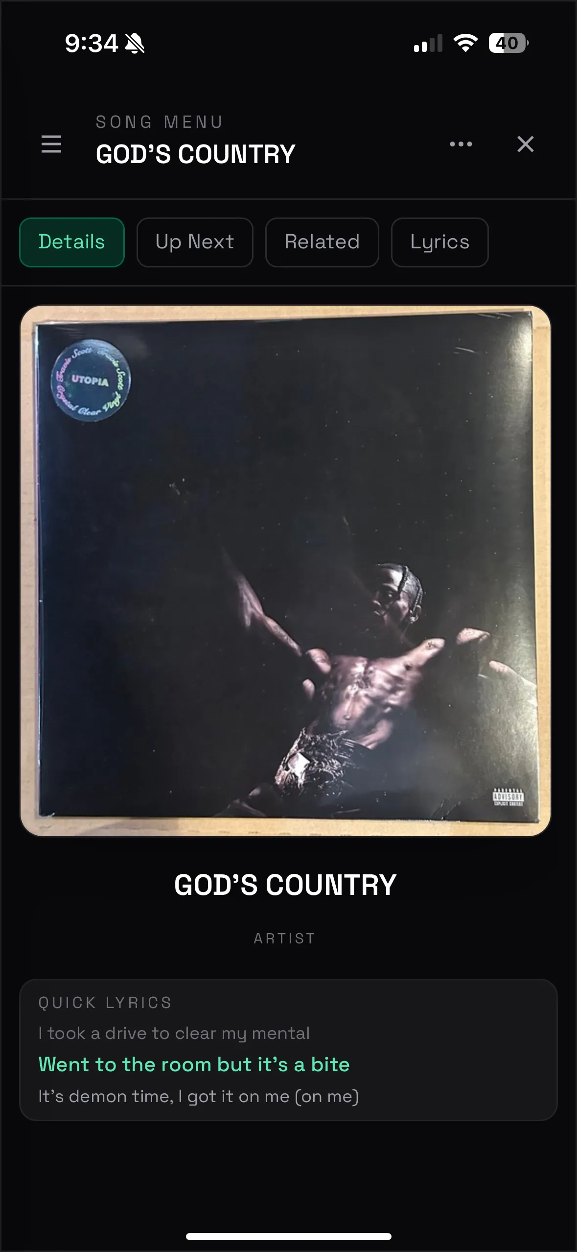 RustySound Song Menu