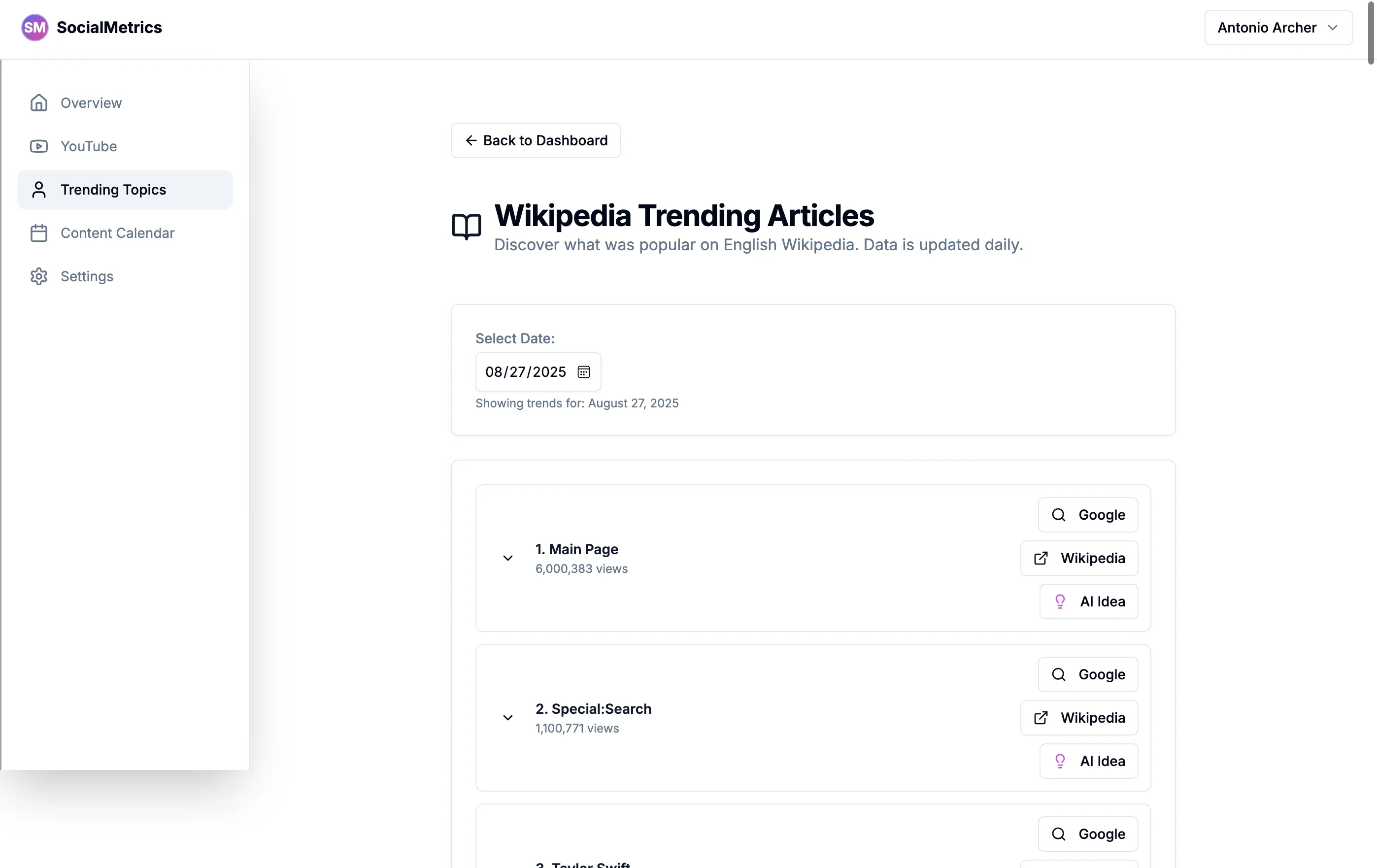 Social Metrics Screenshot 2