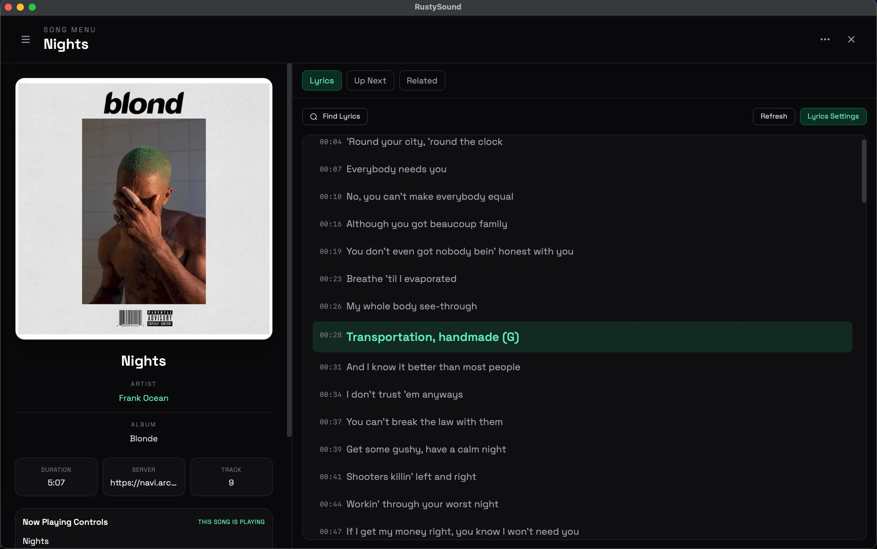 RustySound desktop screenshot